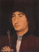 Hans Memling Portratt of Monday with arrow Germany oil painting artist